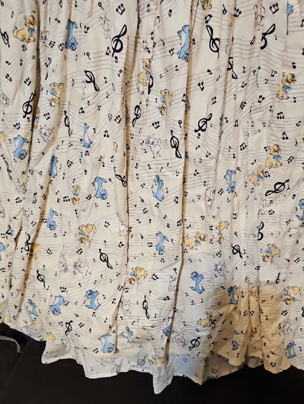 torrid/disney Cream Midi Dress with Blue and Yellow Musical Print and Black Belt - Picture 3 of 9